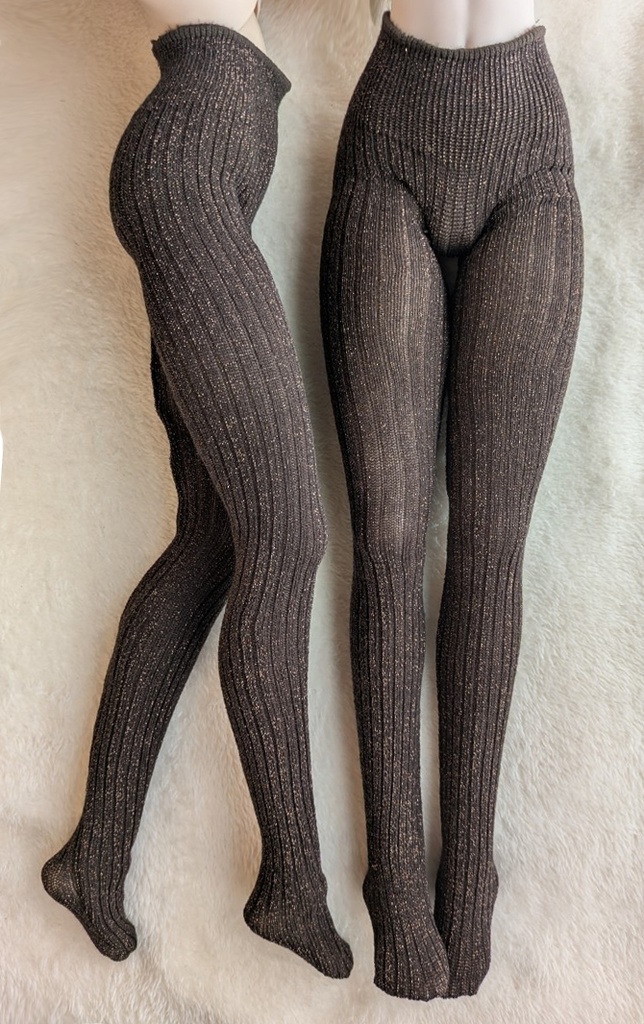 新作 DDサイズ タイツ リブニット ブラウン×コッパー DDDY着用可能