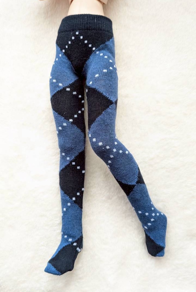 新作 MDDサイズ タイツ ビッグアーガイル 黒・青