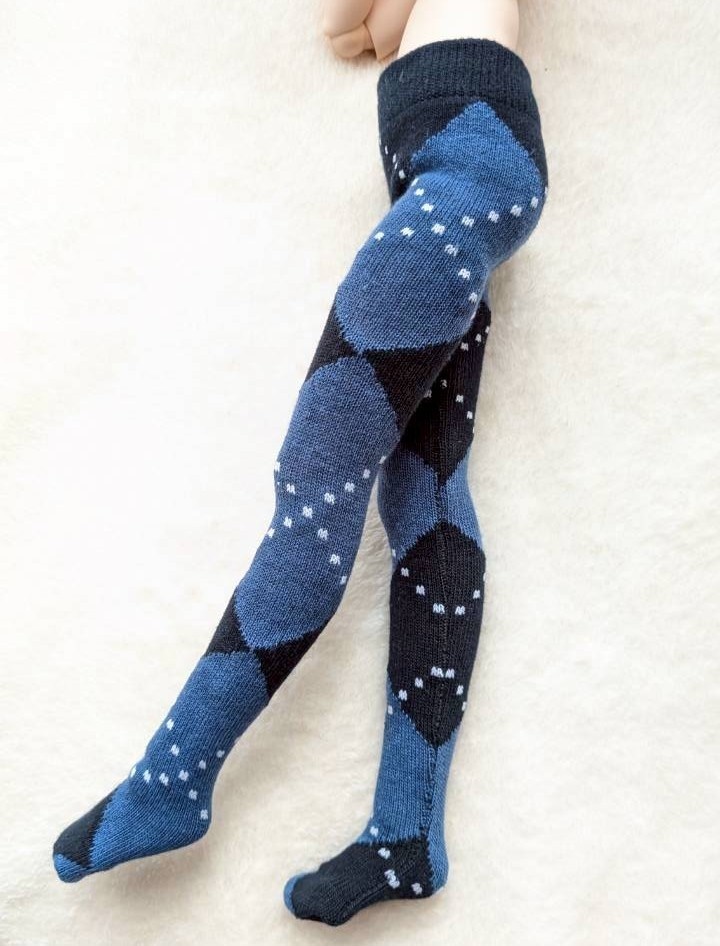 新作 MDDサイズ タイツ ビッグアーガイル 黒・青