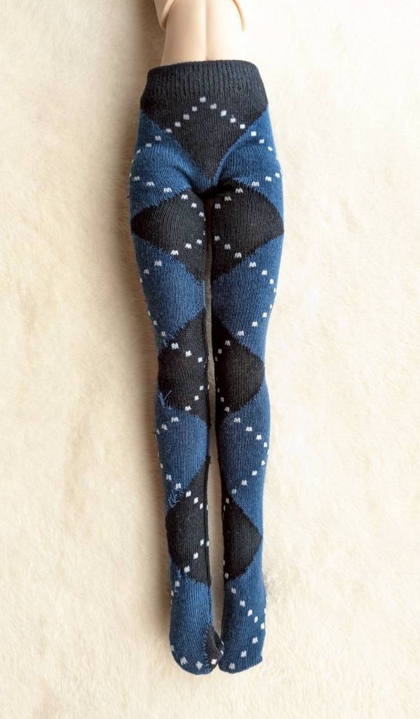 新作 DDPサイズ タイツ ビッグアーガイル 黒・青 オビツ50・エンジェルフィリア等着用可能