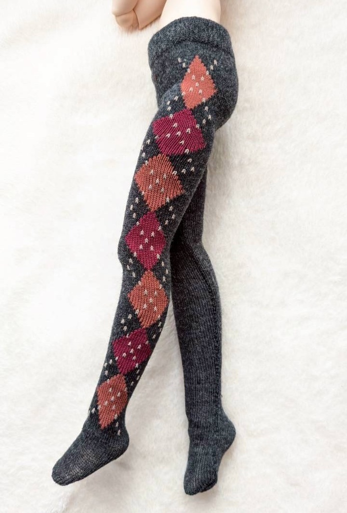 新作 MDDサイズ タイツ サイドアーガイル 濃灰・赤・オレンジ