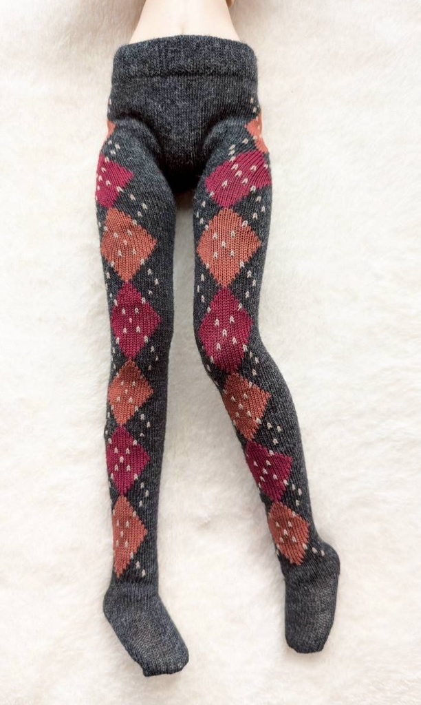 新作 MDDサイズ タイツ サイドアーガイル 濃灰・赤・オレンジ