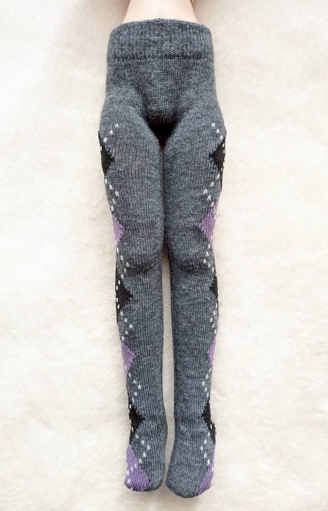 新作 MDDサイズ タイツ サイドアーガイル 灰・黒・紫