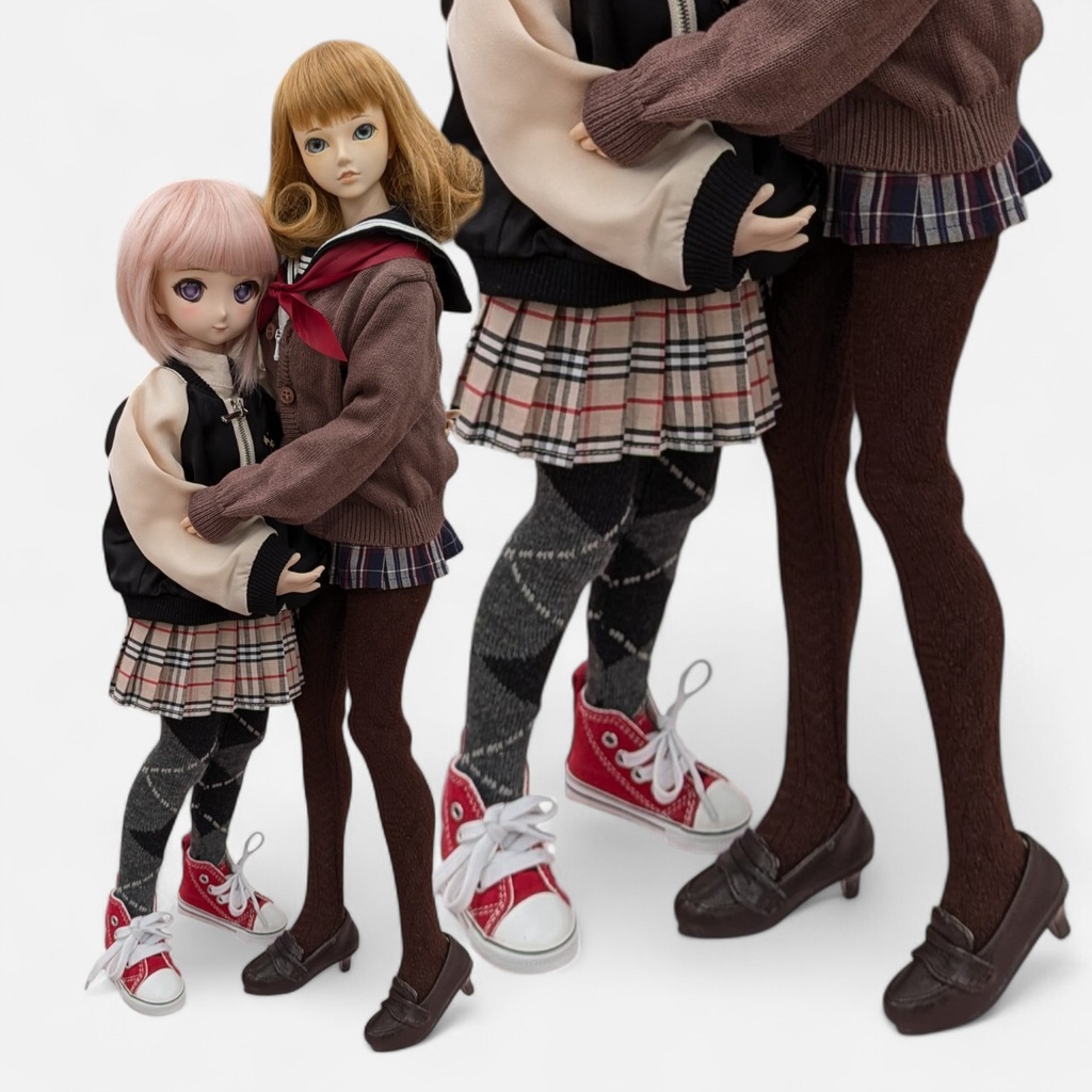 新作 DDPサイズ タイツ チェーンアーガイル ブラウン オビツ50等着用可能