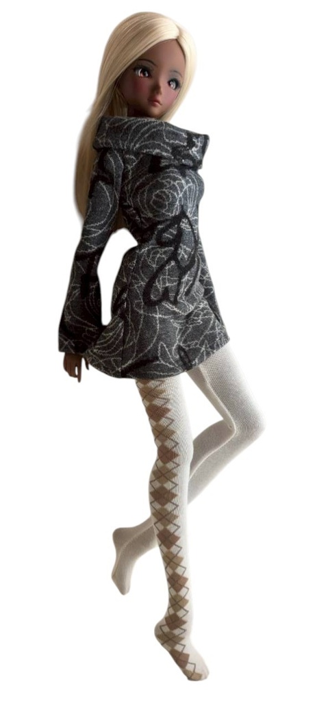 新作 DDサイズ タイツ サイドアーガイル 白・茶 DDDY着用不可 スマートドール着用可