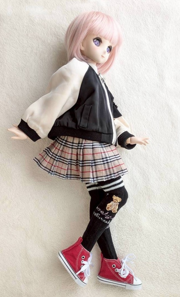 新作 1/3フリーサイズニーソックス ダブルライン ブラック くまさん MDD~DDDyまで着用可のソックス