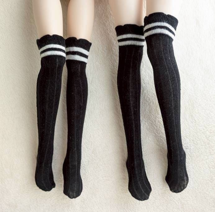 新作 ニーソックス ダブルライン ブラック MDD~DDDyまで着用可のソックス