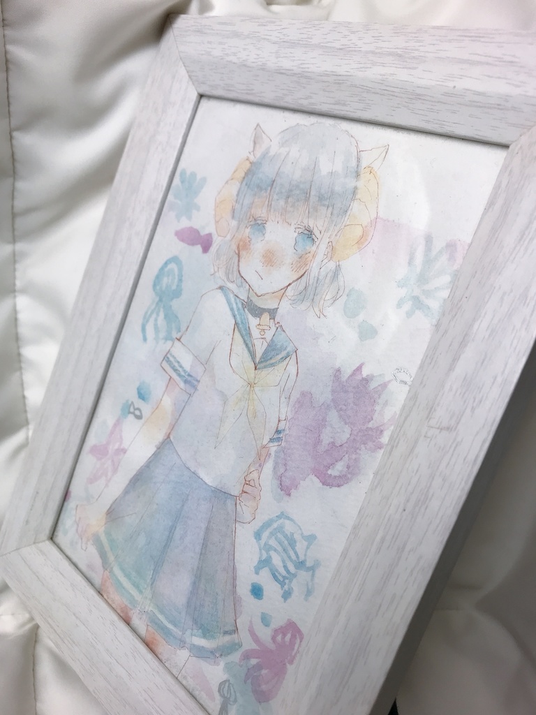 【水彩】うみとひつじ