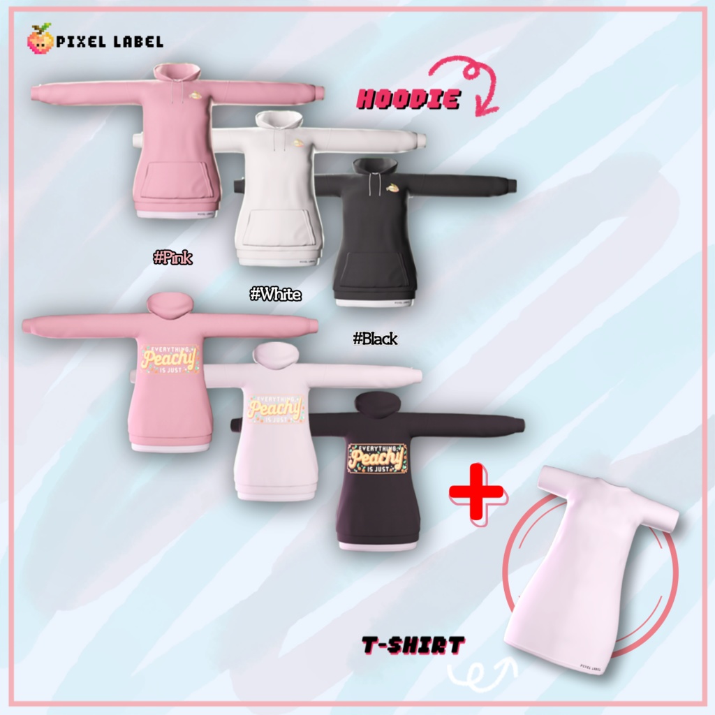 桃色のPeachyパーカー&ティーシャツ |Peachy Hoodie & T-Shirt