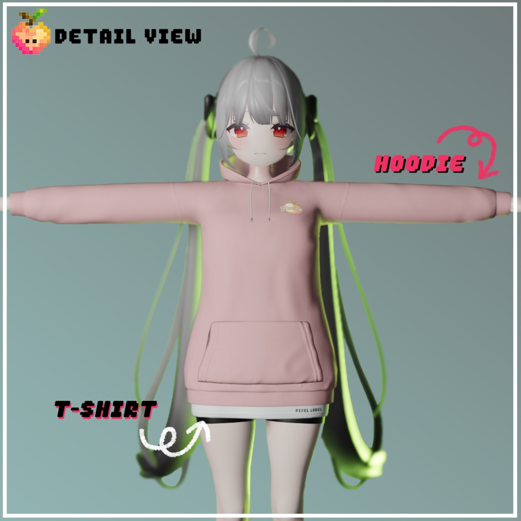 桃色のPeachyパーカー&ティーシャツ |Peachy Hoodie & T-Shirt