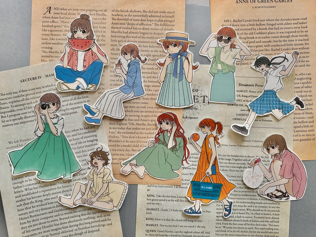 創作女の子イラストフレークシール【2】