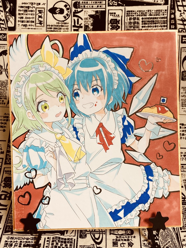 ※難あり 中色紙原画 チルノ＆大妖精