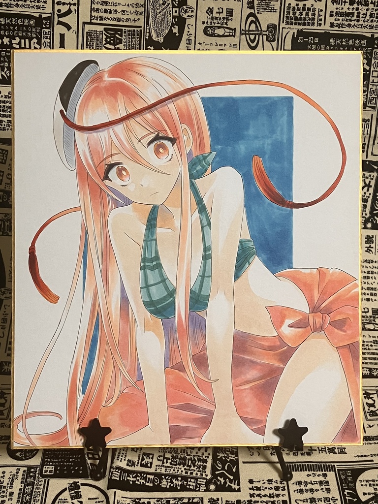 大色紙原画  秦こころ水着