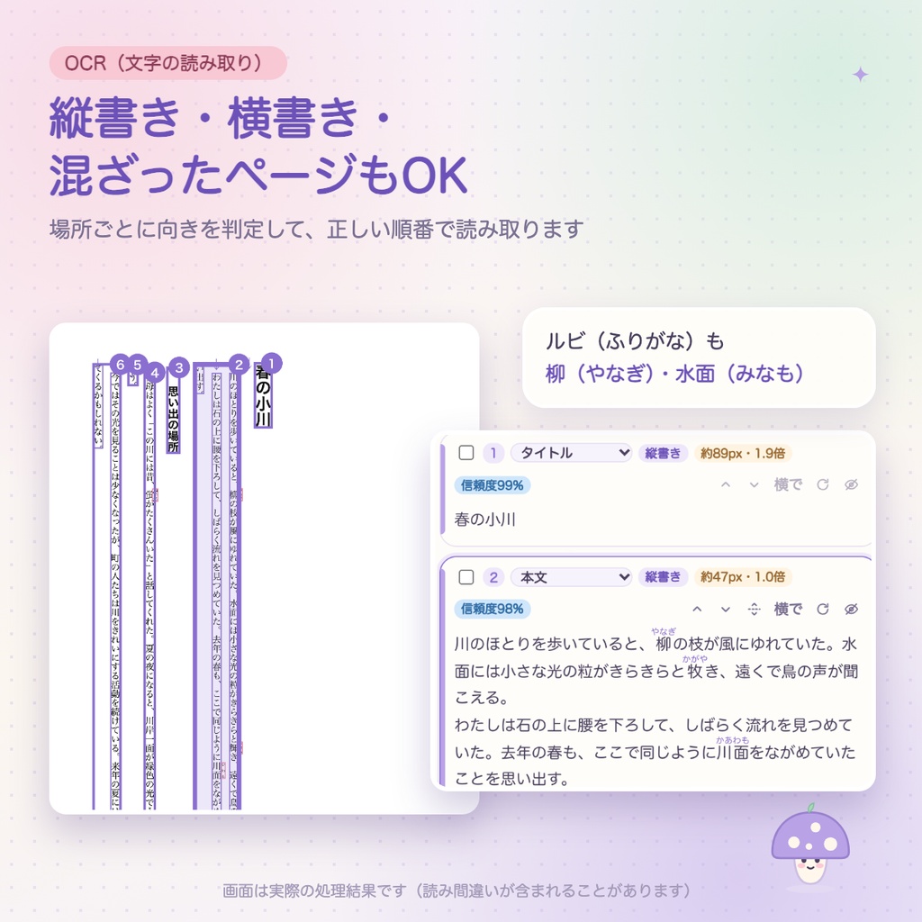 もじとり ― 画像・PDFから文字と画像を取り出すソフト(縦書き・ルビ対応/Windows・Mac)