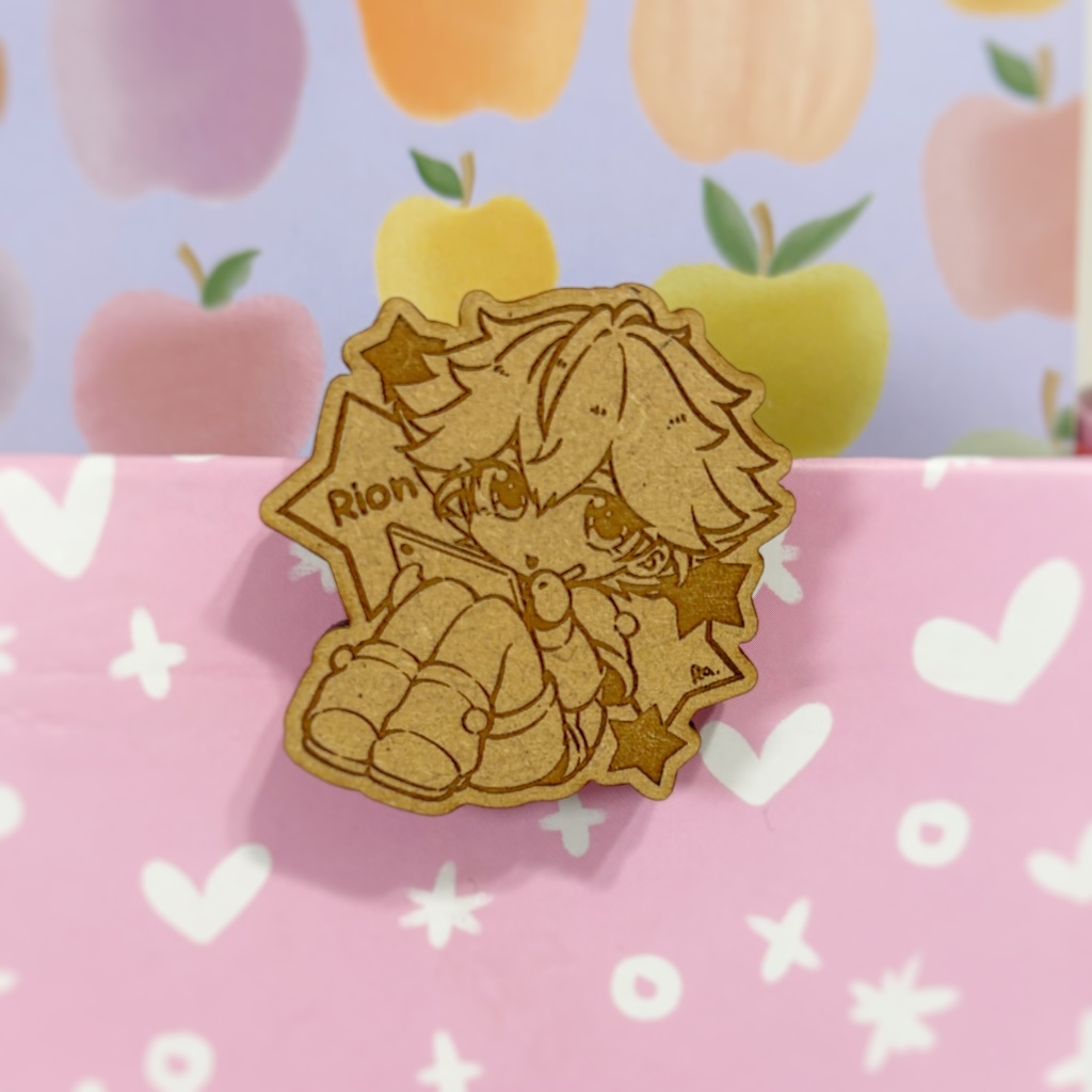 【匿名配送】【創作男の子】りおくん木製クリップバッジ