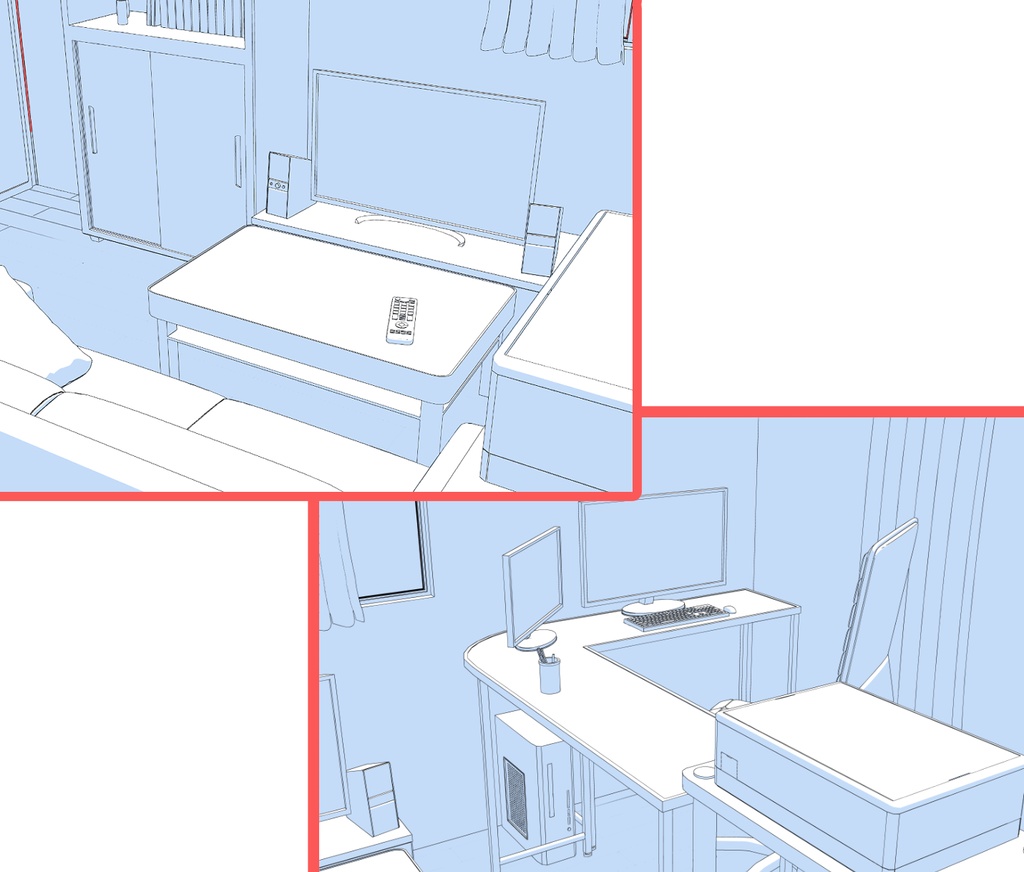 3Dワンルーム(CLIP STUDIO&Blender)