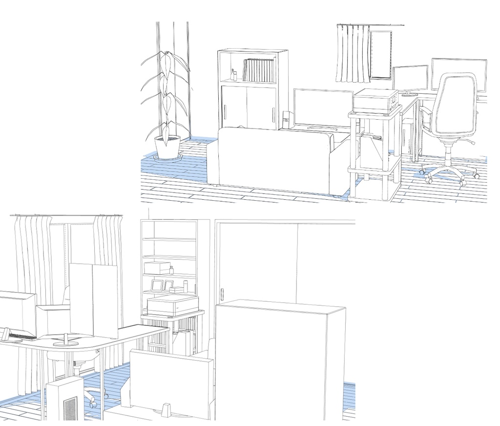 3Dワンルーム(CLIP STUDIO&Blender)