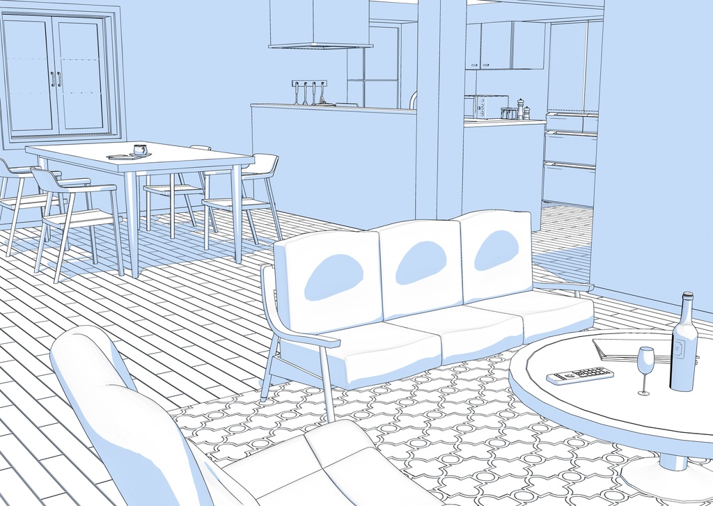 3Dキッチン&リビング