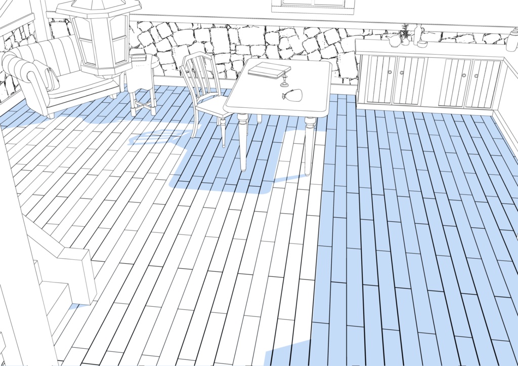 3Dファンタジー風民家室内01