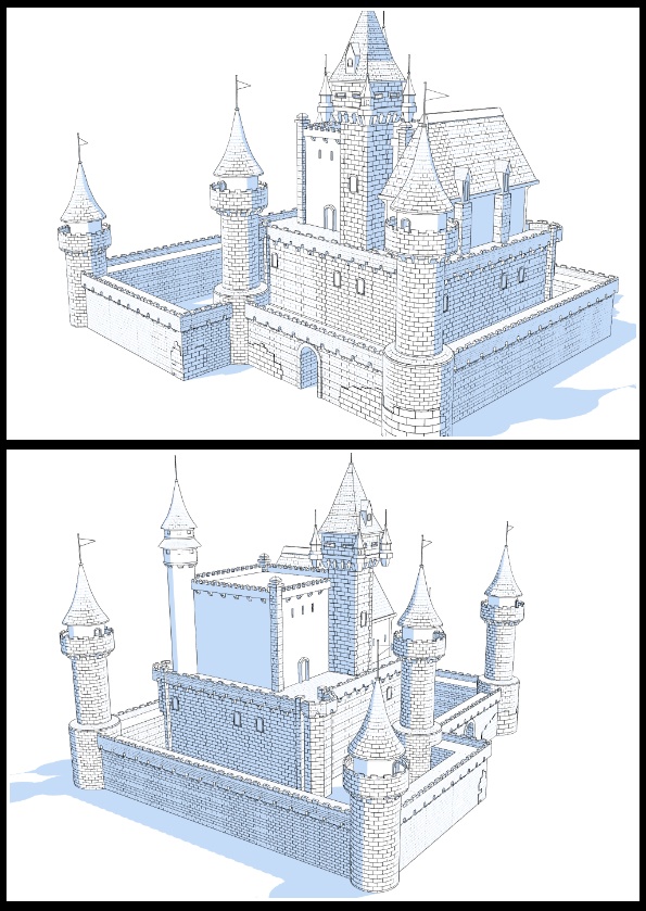 3Dファンタジー風城01~02&宮殿セット