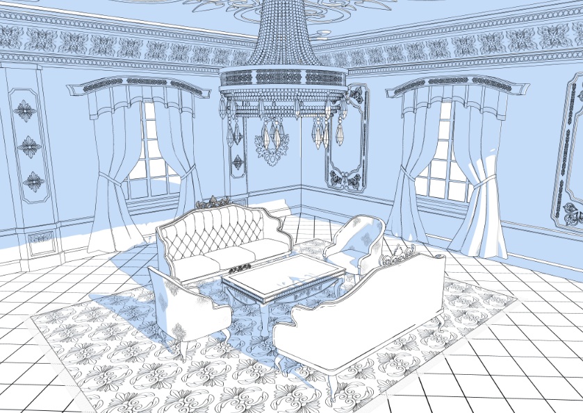 3Dファンタジー風宮殿客間