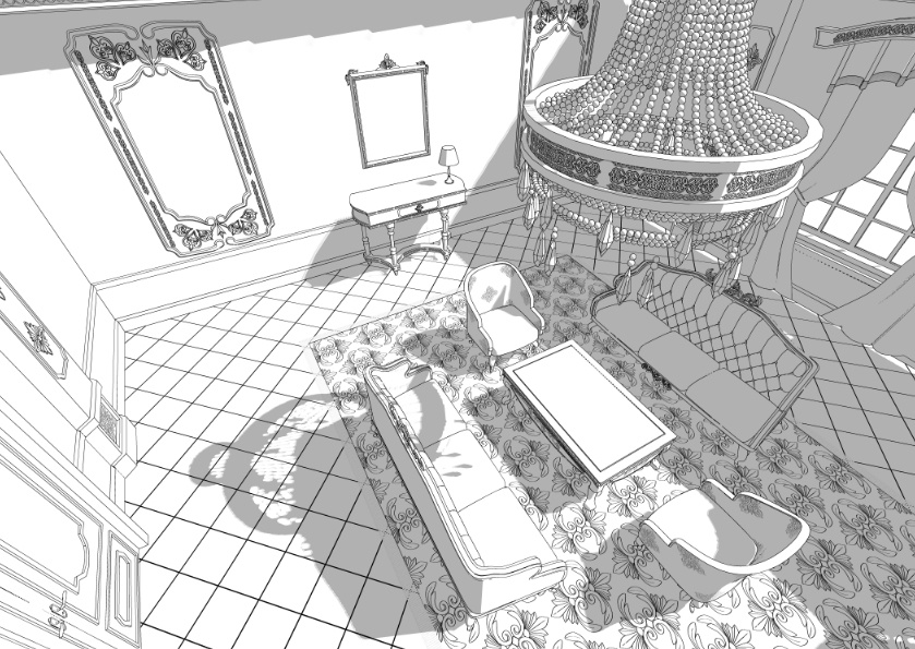 3Dファンタジー風宮殿客間