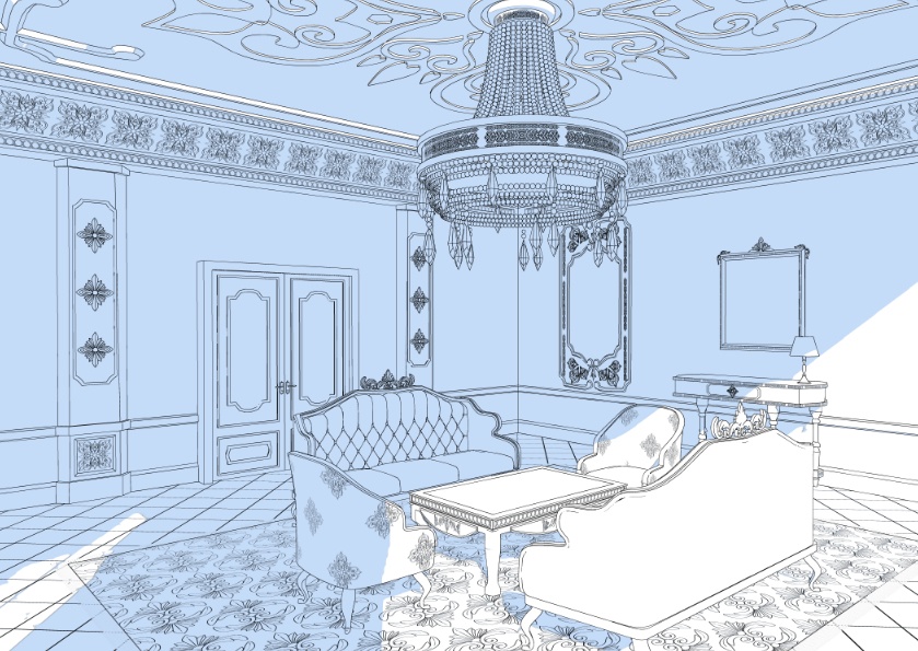 3Dファンタジー風宮殿客間
