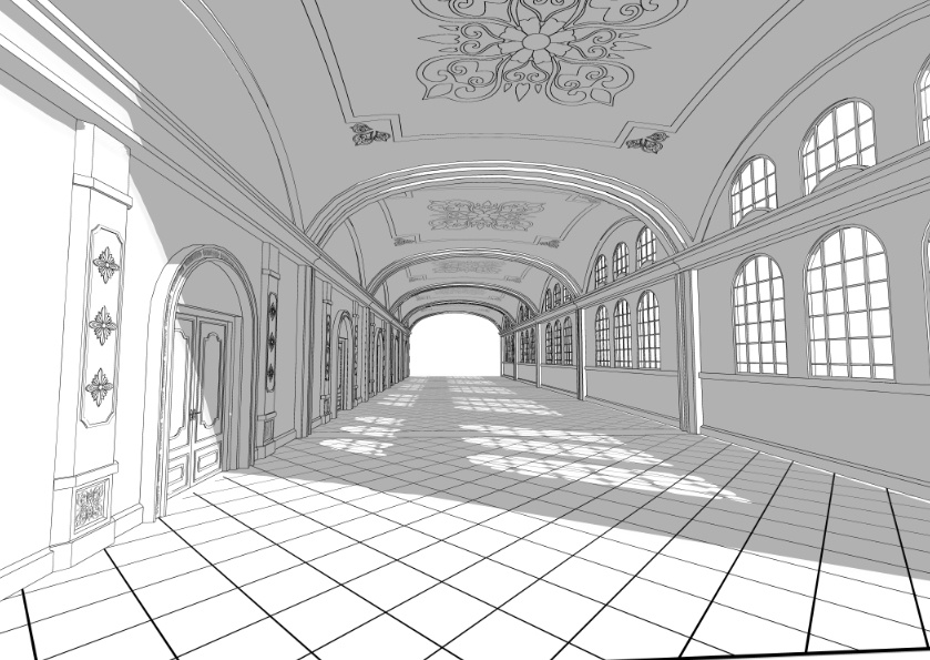 3Dファンタジー風宮殿客間