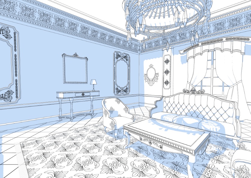 3Dファンタジー風宮殿客間