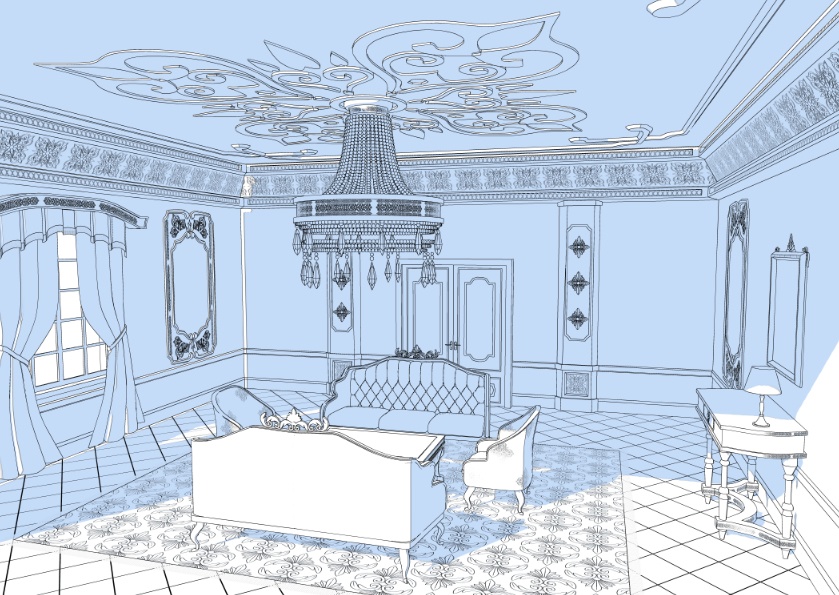 3Dファンタジー風宮殿客間