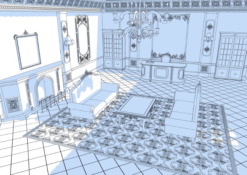 3Dファンタジー風執務室