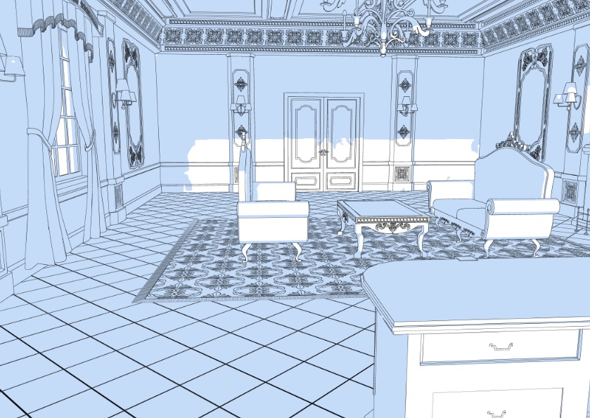 3Dファンタジー風執務室