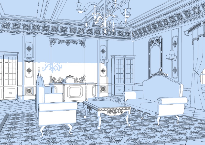 3Dファンタジー風執務室