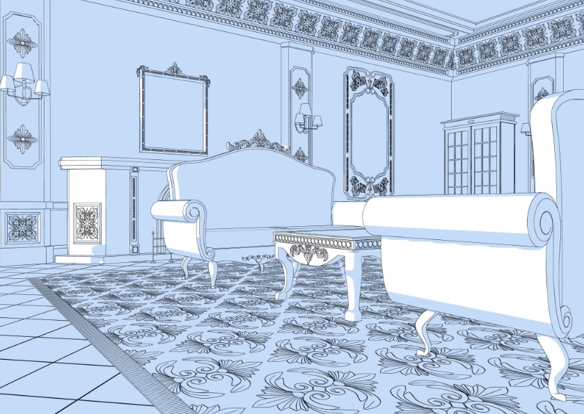 3Dファンタジー風執務室