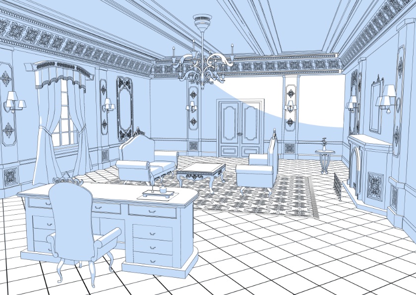 3Dファンタジー風執務室
