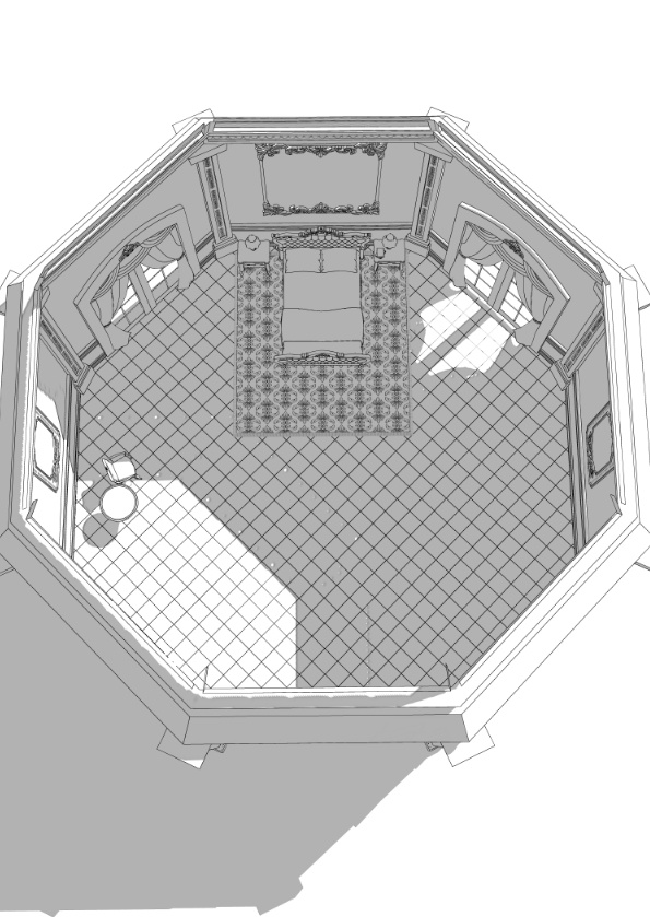 3Dファンタジー風宮殿寝室