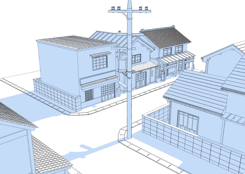 3Dレトロな住宅街