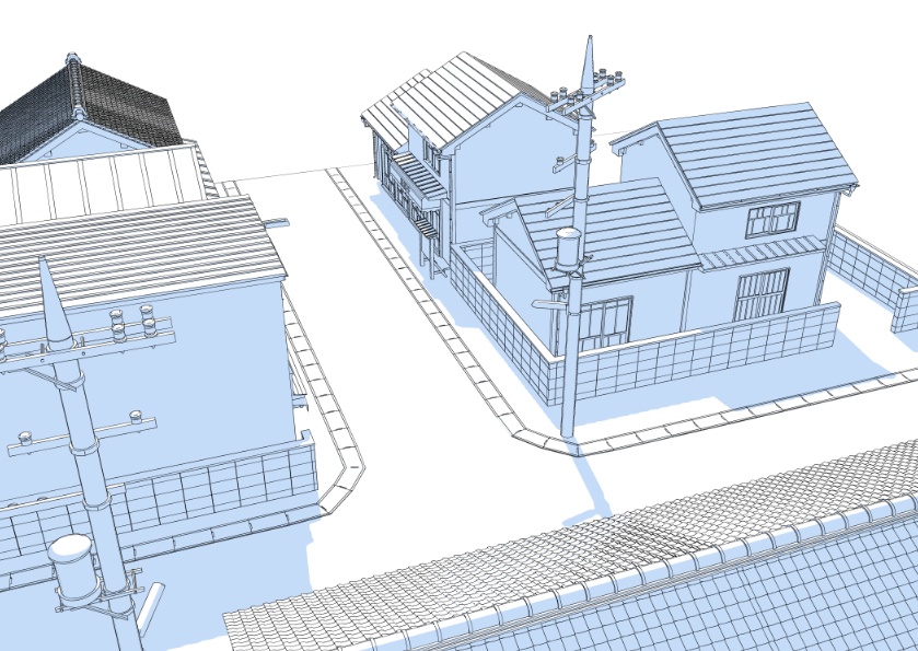 3Dレトロな住宅街