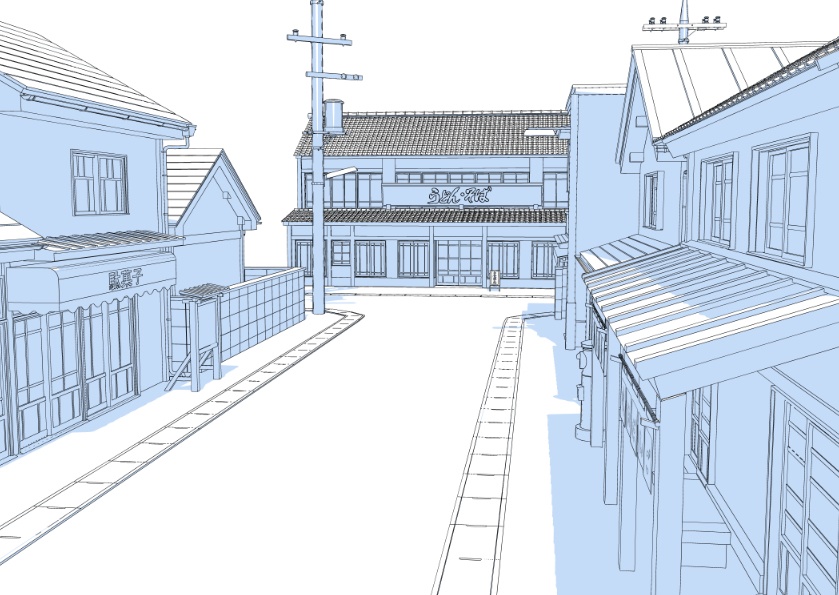 3Dレトロな住宅街