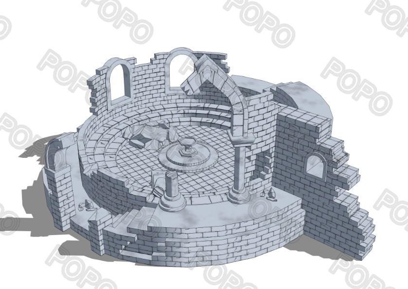 3Dファンタジー風壊れた城壁01~02