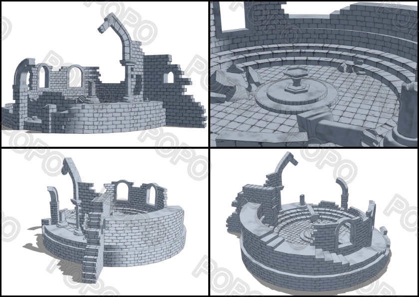 3Dファンタジー風壊れた城壁01~02