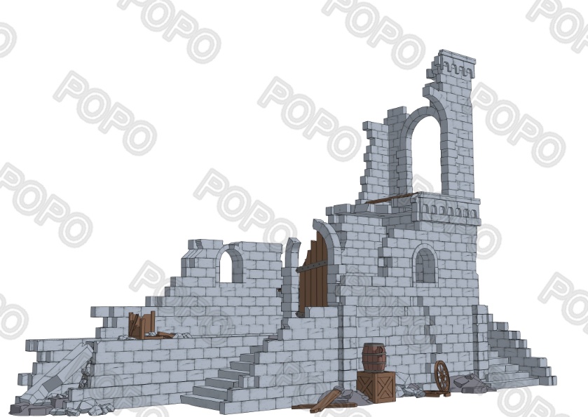 3Dファンタジー風壊れた城壁01~02