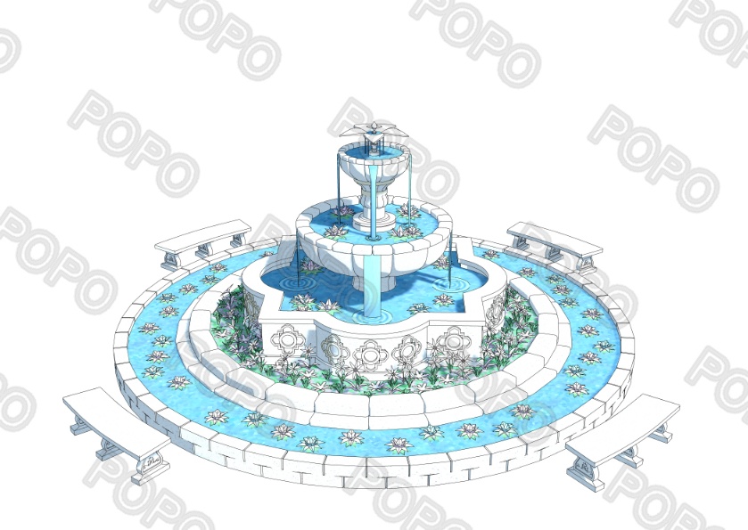 3Dファンタジー風噴水