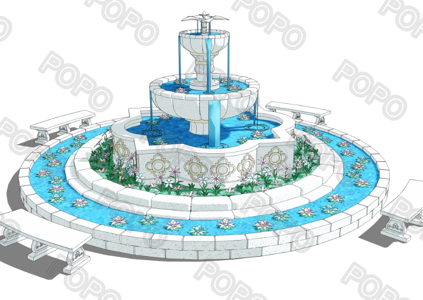 3Dファンタジー風噴水