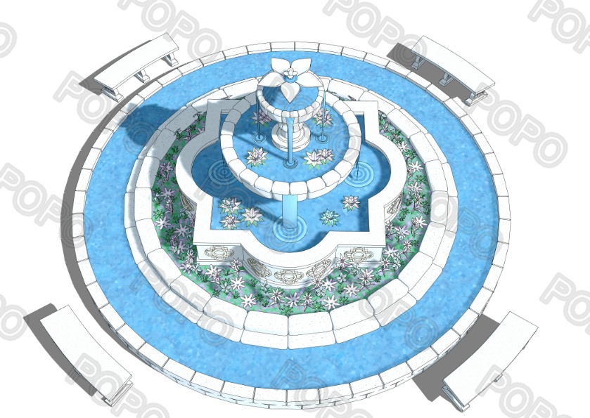 3Dファンタジー風噴水