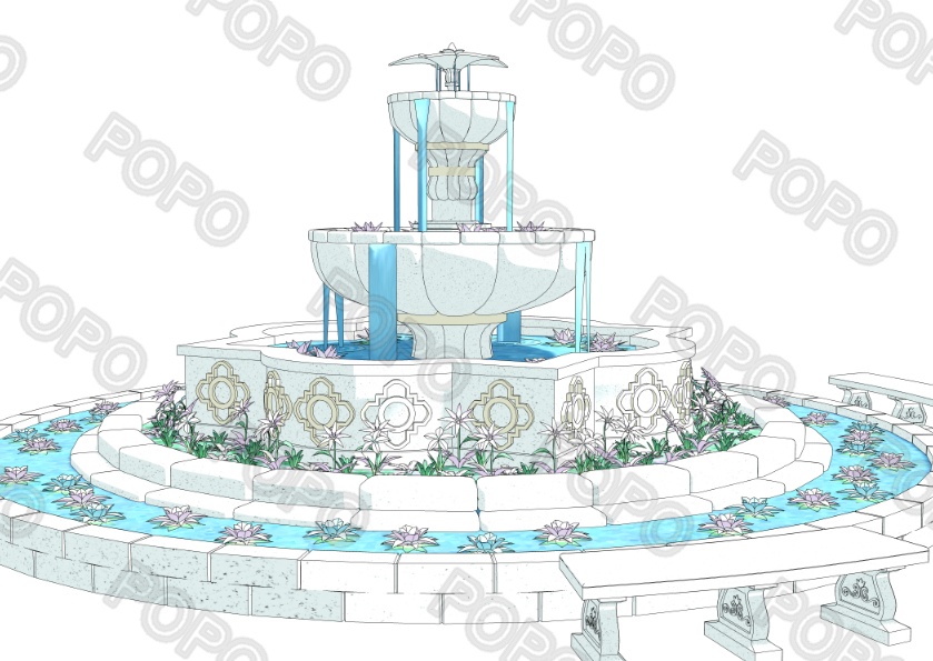 3Dファンタジー風噴水