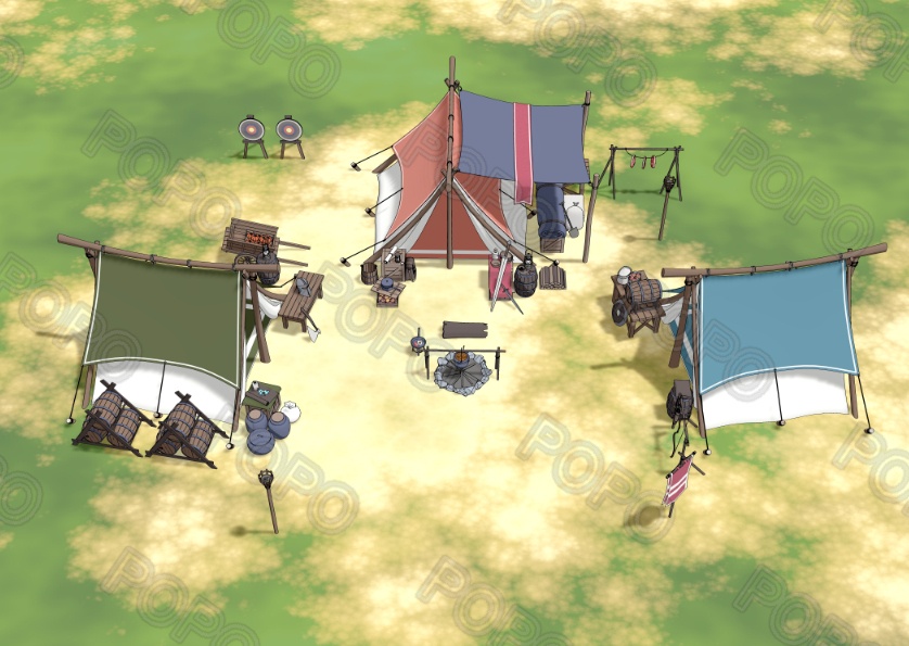 3Dファンタジー風野営地