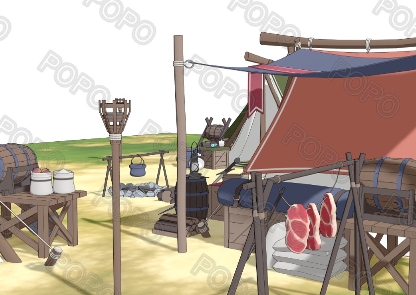 3Dファンタジー風野営地