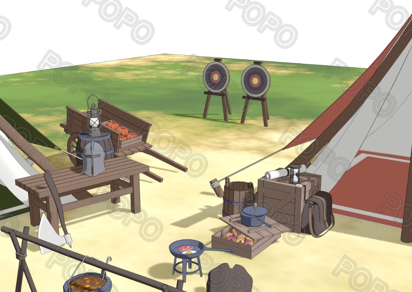 3Dファンタジー風野営地