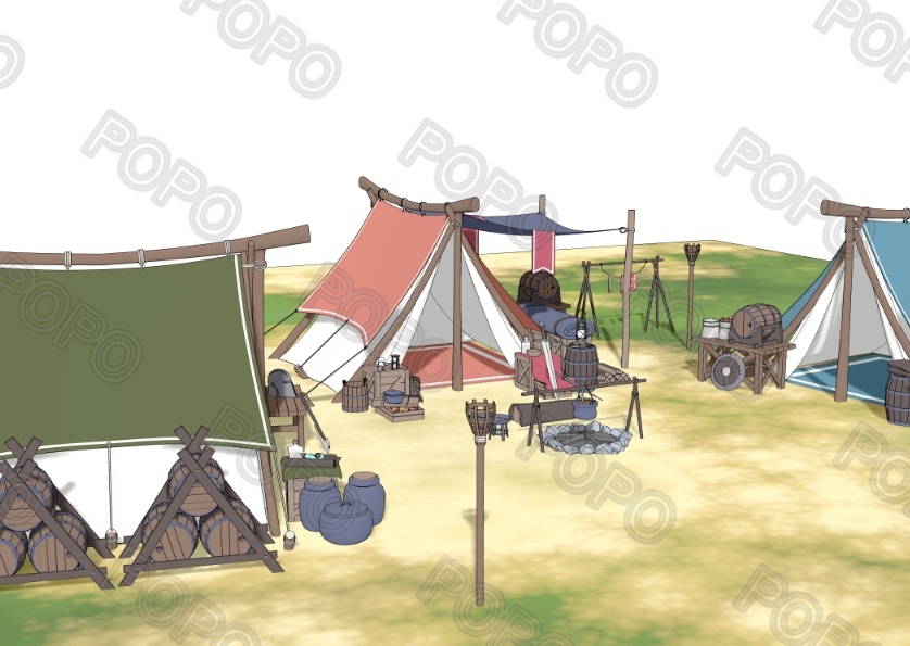 3Dファンタジー風野営地